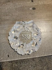 Vintage Clear wreath 1980 Mistletoe ornament Xmas holiday tree home decor
