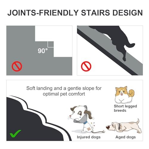 Dog Stairs Ramp for Small Dogs, 3 Step (H15.7'') Dog Ramp Tan Brown Dog