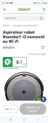 Robot Aspirateur IRobot Roomba I3 - Gris - Reconditionné/Neuf (sans Boîte) - Autonomie Et Performance