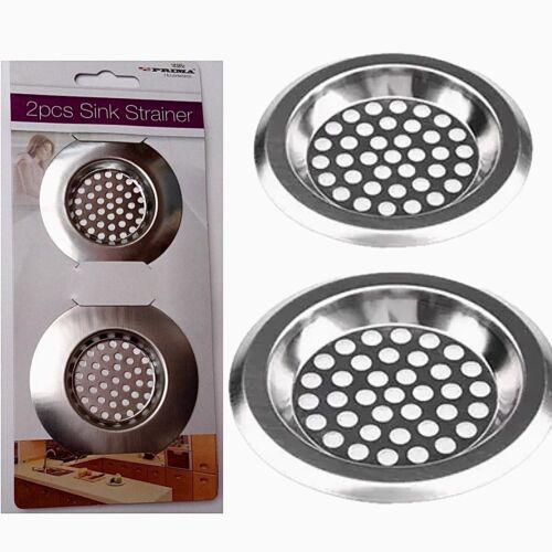 2pc Kitchen Metal Sink Strainer Drain Plug Hole Basin Steel Hair Filter Bathroom - Picture 1 of 9