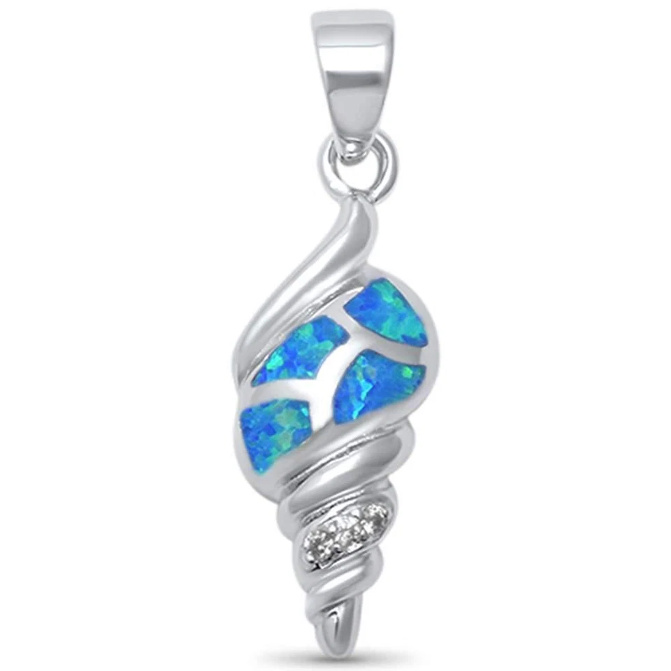 Blue Opal Twisted Shell Fashion .925 Sterling Silver Pendant - Image 2 of 2