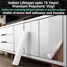 White Gloss Vinyl Wrap Self-Adhesive Film for Kitchen Cupboard Worktop Covering