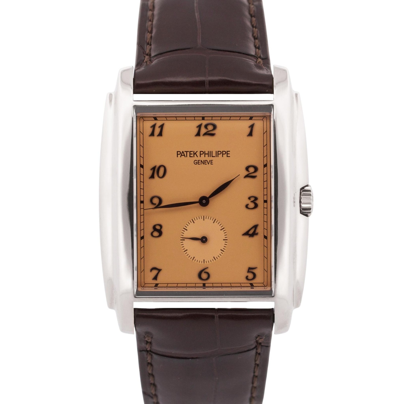 Patek Philippe Gondolo 18k White Gold SALMON Rose Arabic 30mmX43mm Leather 5124G