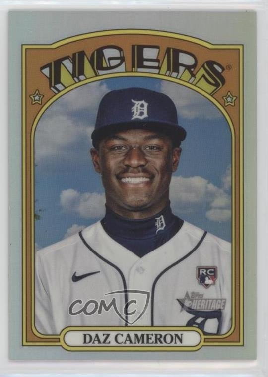 2021 Topps Heritage High Number Chrome Refractor 528/572 Daz Cameron #575 qp4