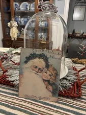 Vintage Look Victoria Santa & Child Tin Sign 7.5 x 9.5 Inches Christmas Decor