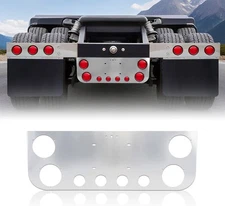 Stainless Steel Tail Light Panel for Semi Trucks 4.49” & 2.31” Round Cutouts 