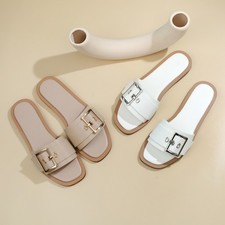 Ladies Womens Flat Slip On Fashion Slides Mules Sliders Summer Beach Sandals