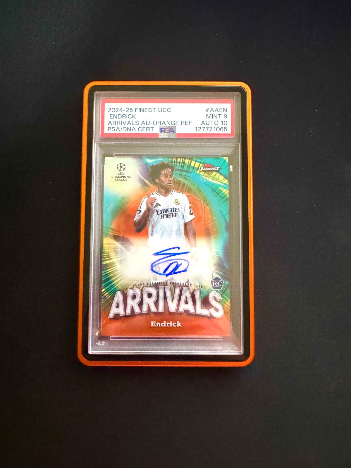 2024-25 Topps Finest UCC Endrick Arrivals RC Auto /25 PSA 9 Auto 10 Rookie