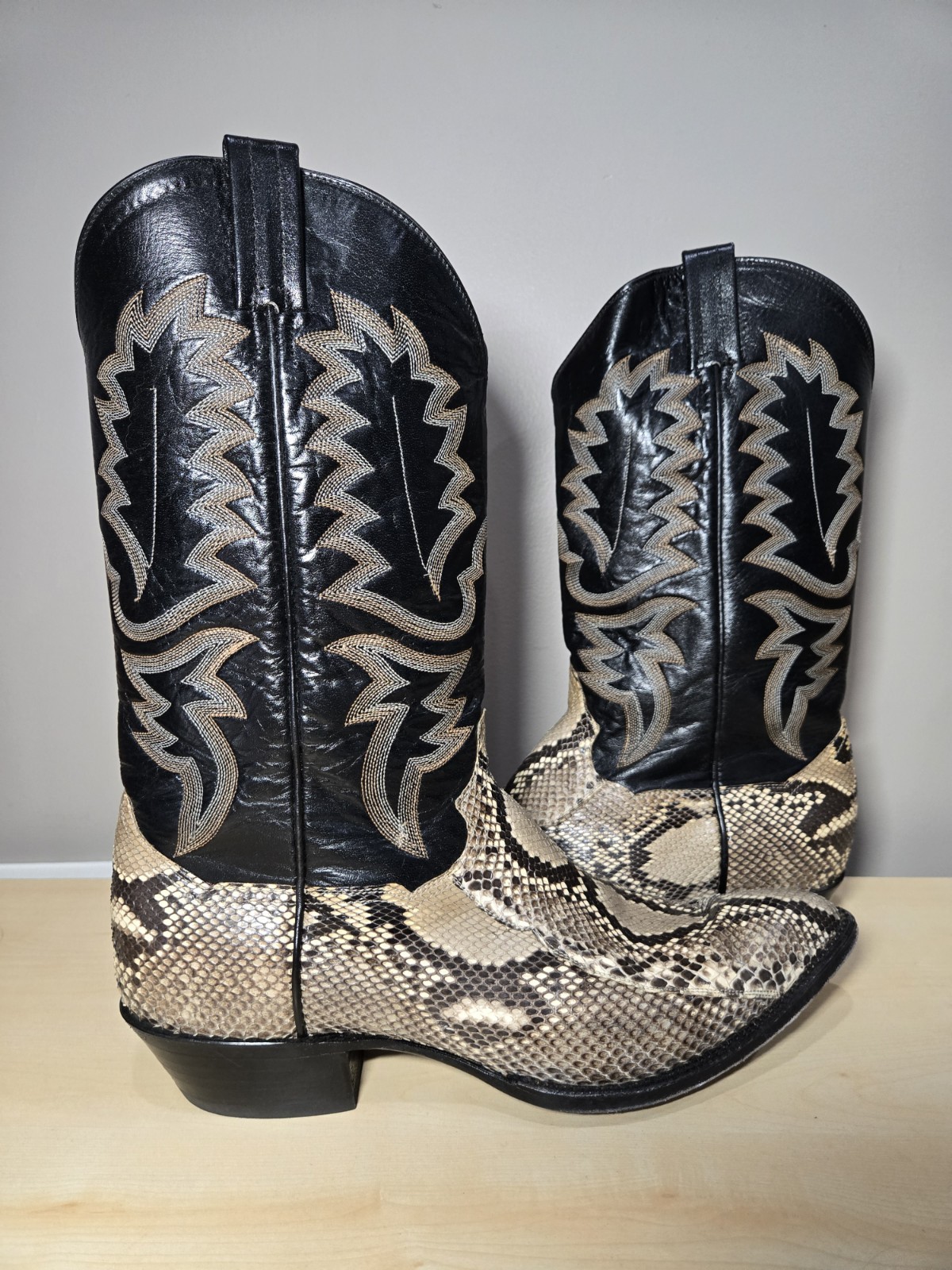 Vintage Panhandle Slims Python Leather Cowboy Boo… - image 1