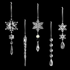 Pack of 10 Christmas Tree Snowflakes Icicles Adornment Window Hanging Pendant