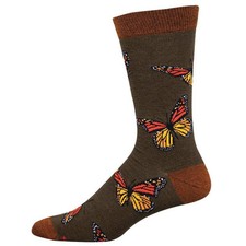 Socksmith Men's Bamboo Blend Crew Socks Butterfly Monarchy Novelty Footwear