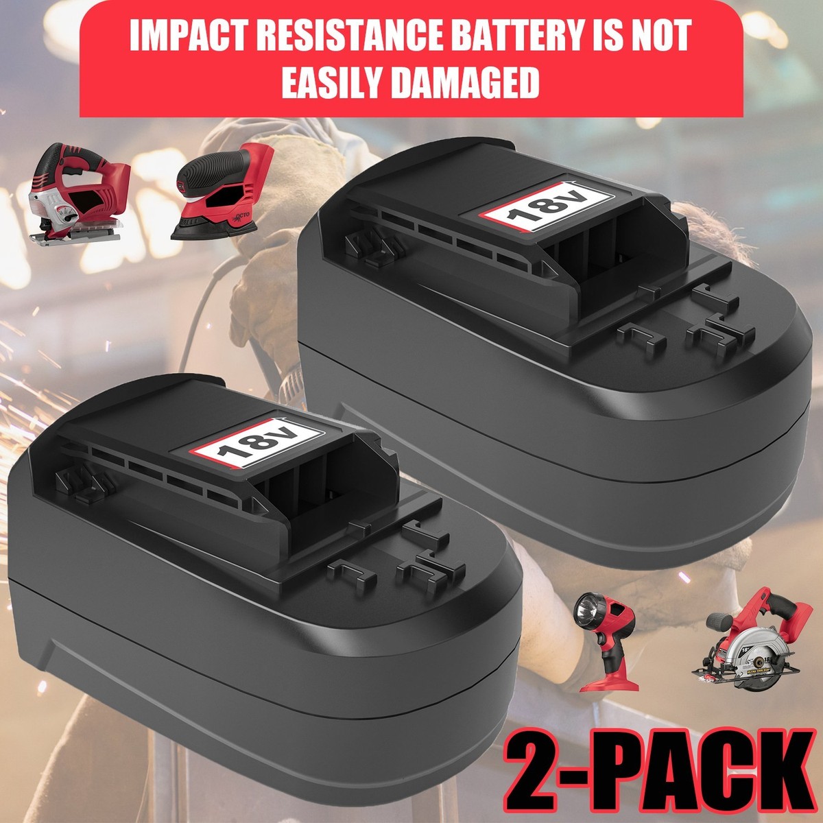 2Pack 18V Battery SB18C SB18A SB18B Compatible with Skil 18V Ni-Cd