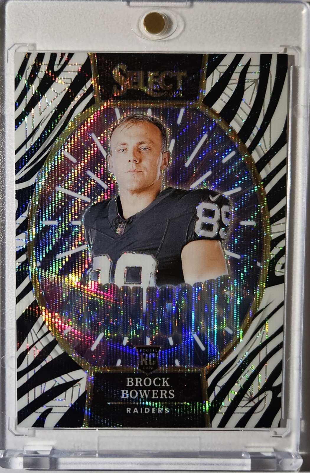 2024 Panini Select Brock Bowers RC ZEBRA Neon Icons Case Hit Color Match Raiders