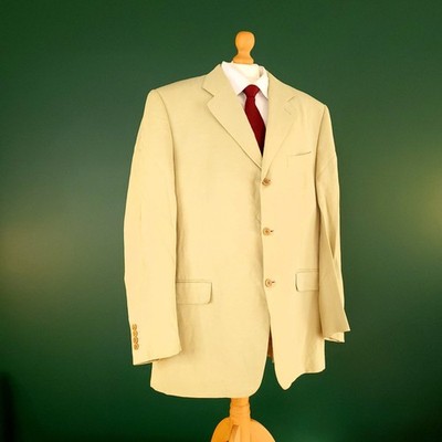 Canali Leinen Seide Blazer Jacke Herren 46R Regular Beige Einfarbig Sport Mantel