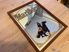 Marlboro Werbespiegel Cowboy brauner Rahmen