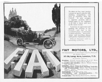 Fiat Motors LTD antike Werbung 1907