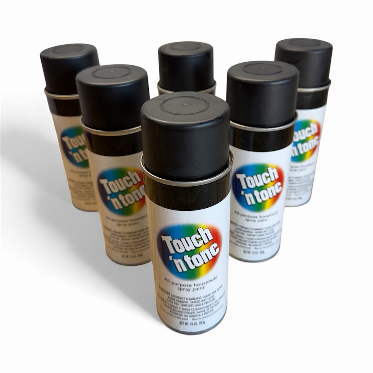 Rust-Oleum 55275830 Touch n Tone Flat Black Spray Paint 10 oz. (Pack of 6)