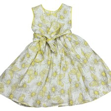 Polly Flinders 2T Yellow Daisy  Butterflies Floral Sleeveless Dress Bow Detail