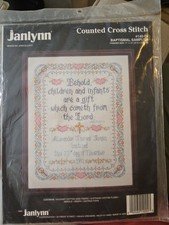 Vtg 1993 JANLYNN Counted Cross Stitch BAPTISMAL SAMPLER #140-04 Made In USA
