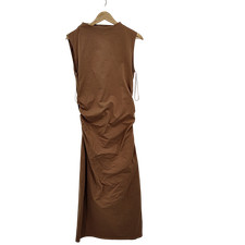 Quince Women Stretch Cotton Jersey Mock Neck Midi Dress Mocha Brown L