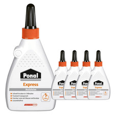Ponal Express Holzleim, transparenter, schnell trocknender Holzkleber 5 x 120g
