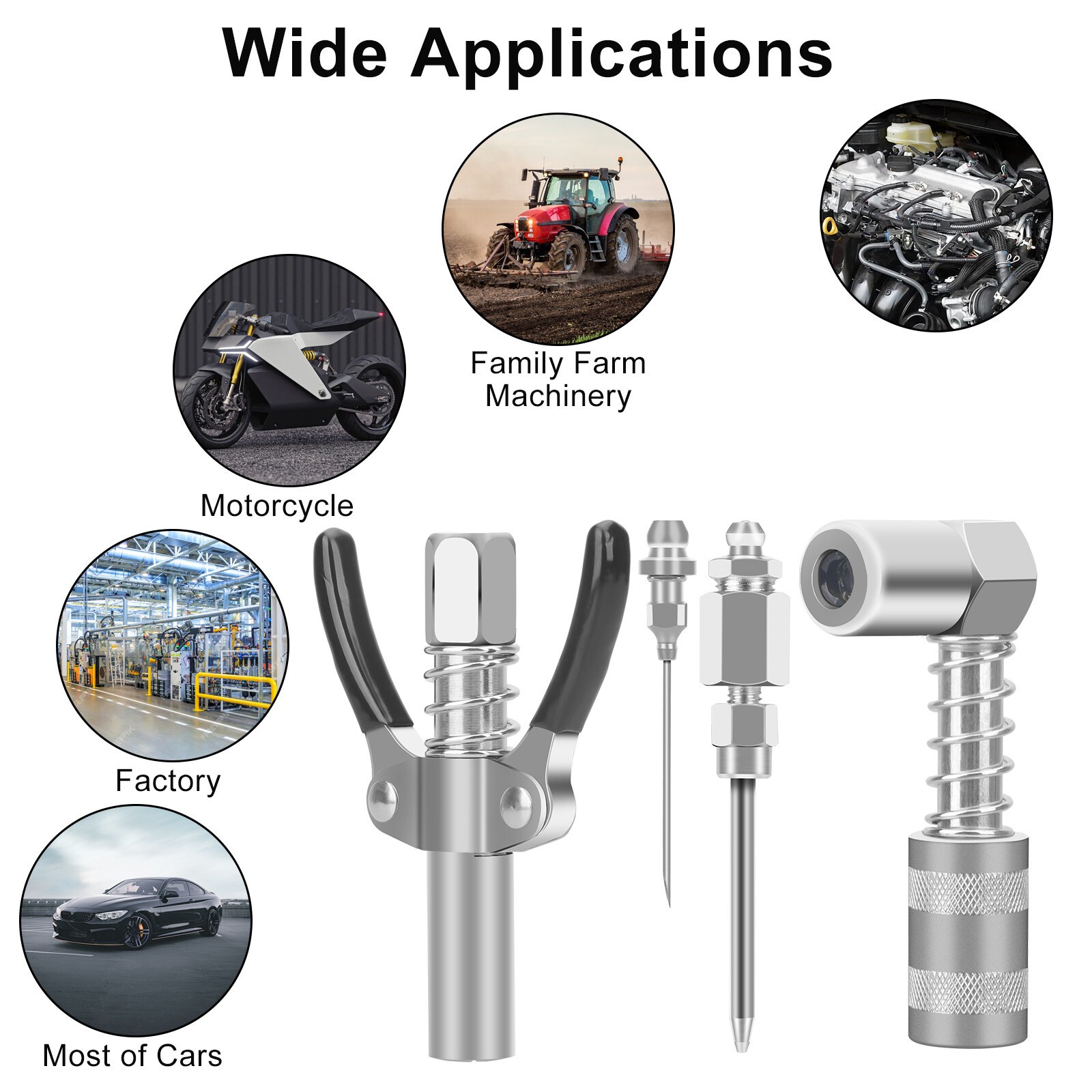 Carbon Steel Grease Gun Accessory Set 4-Piece Leak-Free 1/8"NPT Auto Repair US