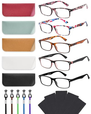  5 Pack Reading Glasses for Women, Readers for Ladies, Lightweight Eye 