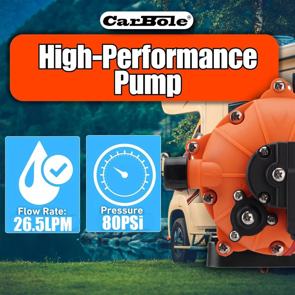 12V Water Pump 26.5L/MIN 80 PSI High Pressure for Caravan Farm Camping Boat NEW - image 2 of 4