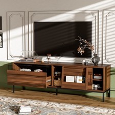 Modern TV Stand For TVs Up to 75" Media Console Table w/ Storage Drawer Shelves