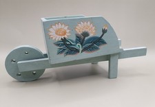 Shabby Chic Wooden Wheelbarrow Floral Decor Mint Green Rustic Ornament