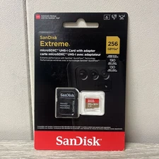 SanDisk Extreme 256GB microSDXC Card UHS-I U3 V30 190MBs SDSQXAV-256G-GN6MA