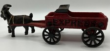 Vintage Cast Iron Express Wagon Cart Pulled By Goat Collectible Toy 8 length