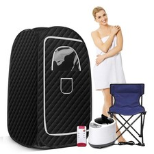 Foldable Steam Sauna Portable 31.5in with 1000W Steamer Chair Remote Black