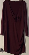 Women’s Shein Curve Long Sleeve Knot Cutout Ruched Dress - Burgundy, Size 3XL