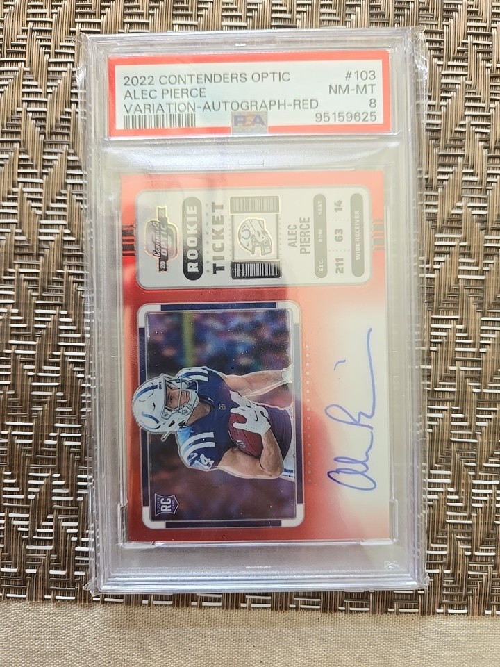 ALEC PIERCE - 2022 Contenders Optic Rookie Ticket Redzone Auto /50 PSA 8