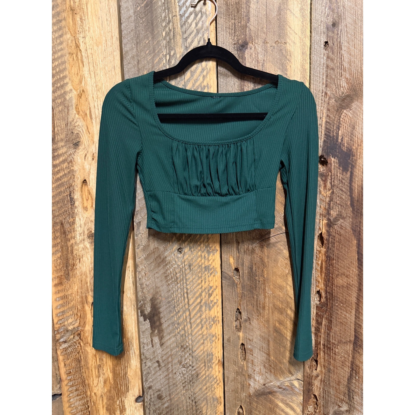 Crop Top Womens S Green Cottagecore Fairycore Balletcore Coquette Y2K Romantic-image