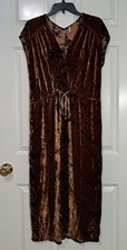 YFB YOUNG FABULOUS & BROKE Crushed Velvet Midi Dress Drawstring Waist S