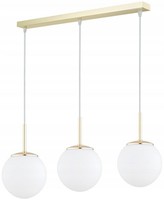 HäNgelampe Esstisch 3-Flammig Glas Gold Weiß E27 L:60 Cm Pendelleuchte Esszimmer