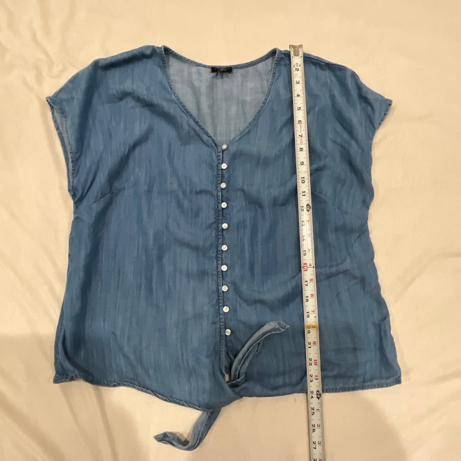 Talbots Women's Chambray Button-Down Tie-Front To… - image 8