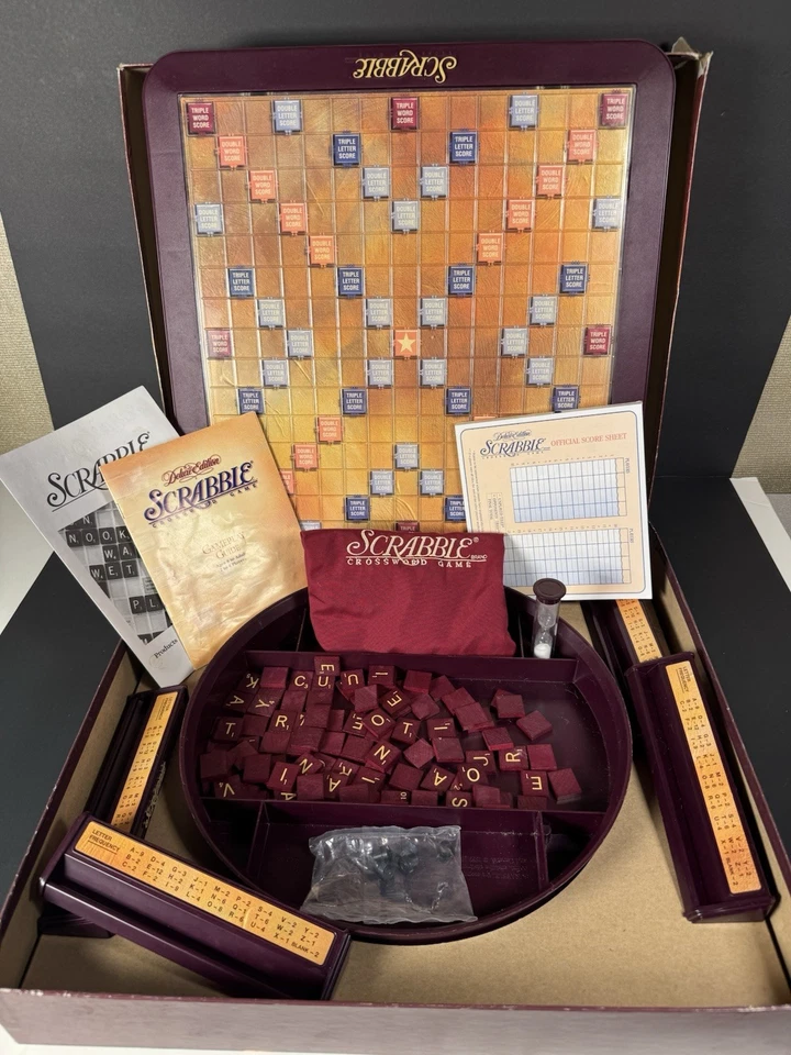 VINTAGE Scrabble Deluxe Edition COMPLETE Milton Bradley 1999 Crossword Word Game - Image 2 of 4