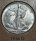 1936 D Denver Walking Liberty Half Dollar Silver 50 Cents 50C .50