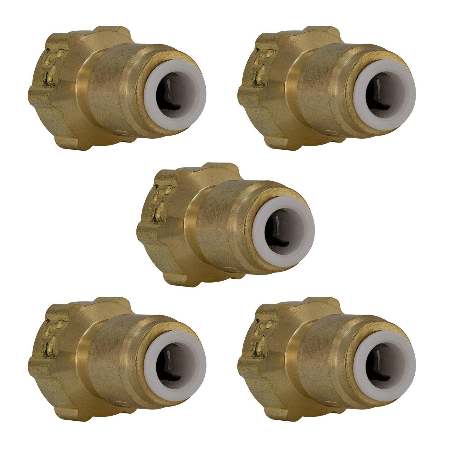 Quick Connect Female Brass Adapter W/ Female Threaded COMP Fitting (5 Pack)