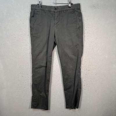 Aspesi Mens Size 48 Gray Cotton-Linen Blend Slim Fit Chino Pants