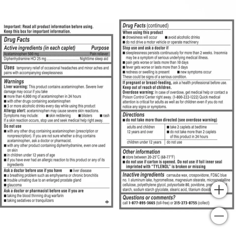 Tylenol PM Extra Fuerza 225 Comprimidos Alivio del Dolor Ayuda para Dormir Noche Foto 2 de 2