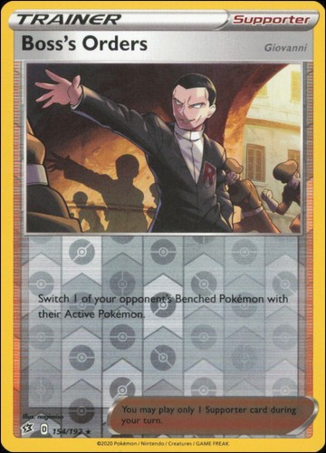 Boss's Orders 154/192 Reverse Holo Rare Pokemon Rebel Clash