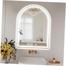 Arched LED Bathroom Mirrors with Lights 30"x34" LED 34"L x 30"W White Arch