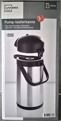 Pump - Isolierkanne, Thermoskanne, ca. 2,1L, Edelstahl, Livarno Home