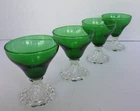 Vintage Anchor Hocking Burple Inspiration Green Footed Sherbet Glasses Set of 4