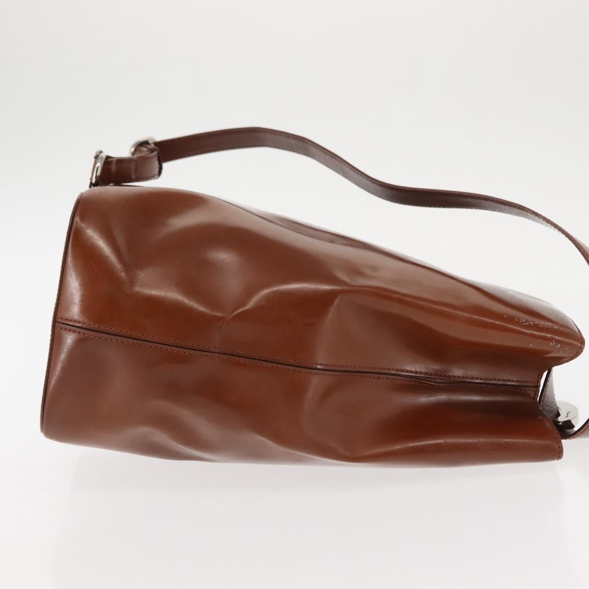 CARTIER PANTHERE Shoulder Bag Patent leather Brown Silver Auth bs29942 image 4