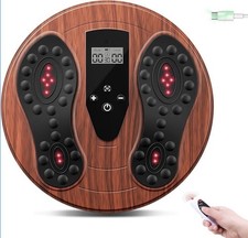 Infrared EMS  TENS Foot Stimulator, 4 Pads, Wood-Inspired, USB Rechargeable